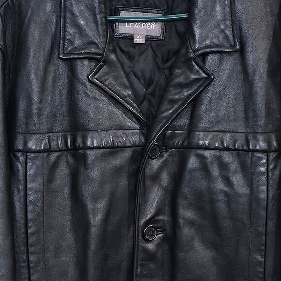 Wilsons Leather Mens XL Jacket Grunge Workwear Biker Black Tear On Right Arm - Picture 4 of 9